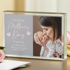 First Mother's Day Together Photo Glass Block