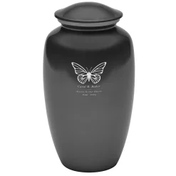 Flies With Butterflies Engraved Metal Cremation Urn