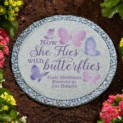 Flies With Butterflies Memorial Garden Stone