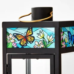 Flies With Butterflies Stained Glass Memorial Lantern