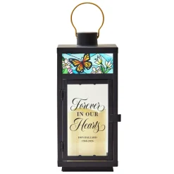 Flies With Butterflies Stained Glass Memorial Lantern