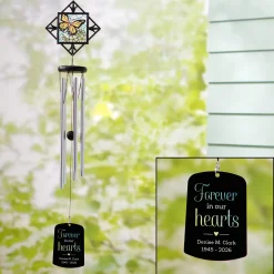 Flies With Butterflies Stained Glass Memorial Wind Chime