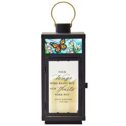 Flies With Butterflies Stained Glass Memorial Lantern