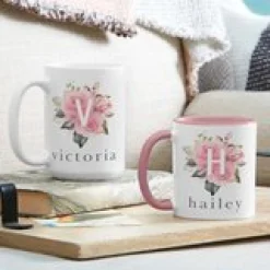 Floral Initial Mug