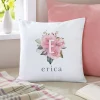 Floral Initial Throw Pillow