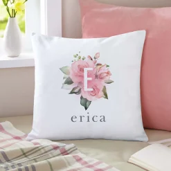Floral Initial Throw Pillow