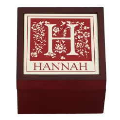 Floral Initial Tile Keepsake Box