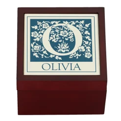 Floral Initial Tile Keepsake Box