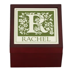 Floral Initial Tile Keepsake Box