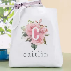 Floral Initial Tote