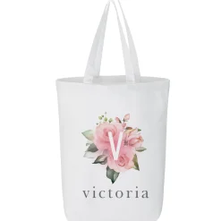Floral Initial Tote