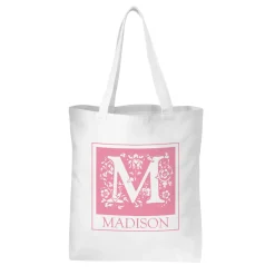 Floral Initial Tote Bag