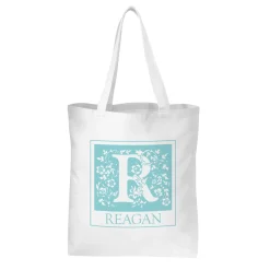 Floral Initial Tote Bag
