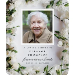 Floral Memories Sympathy Photo Plush Blanket