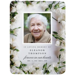 Floral Memories Sympathy Photo Plush Blanket