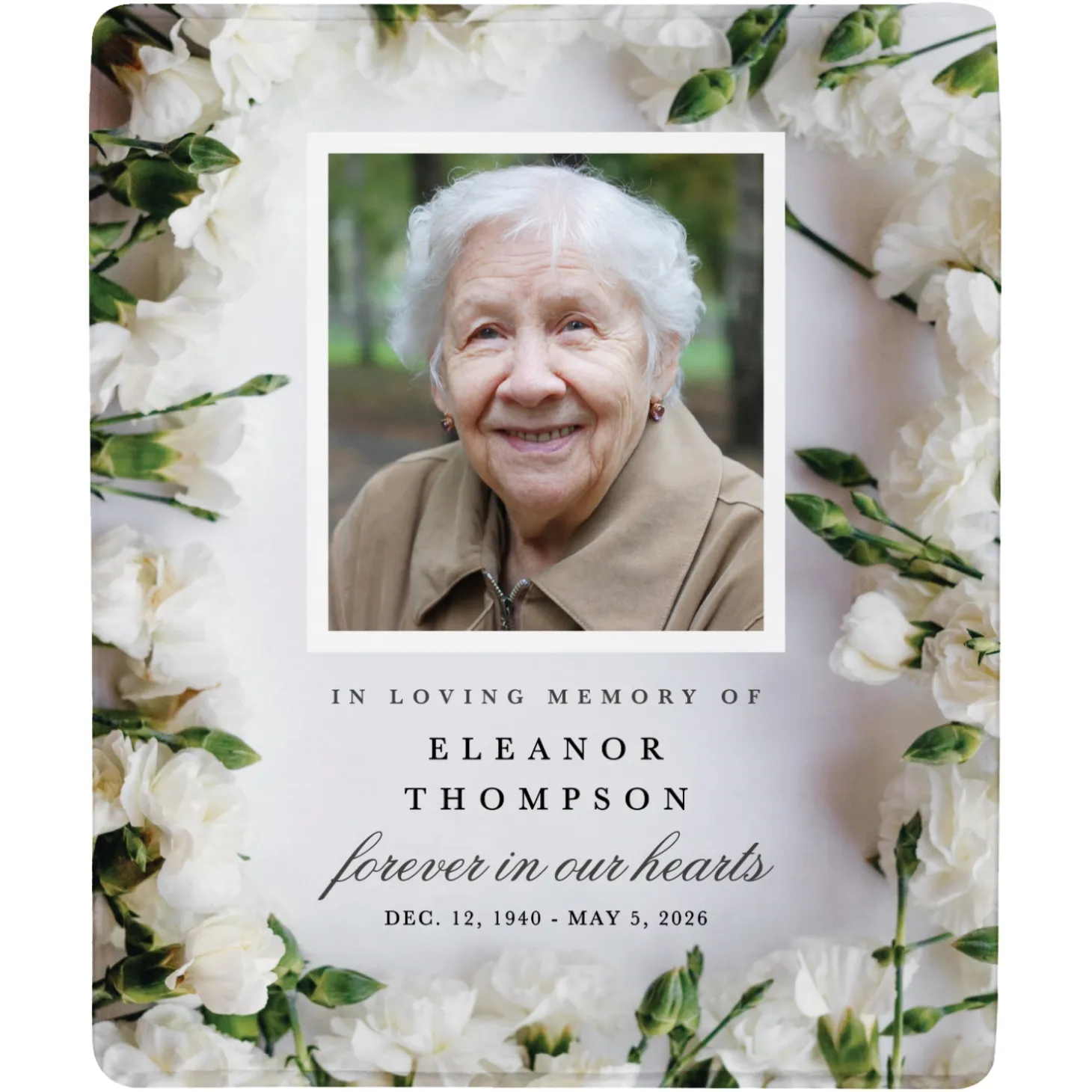 Floral Memories Sympathy Photo Plush Blanket