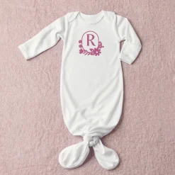 Floral Monogram Baby Knotted Gown