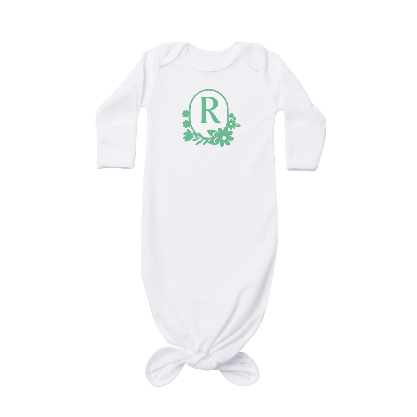 Floral Monogram Baby Knotted Gown