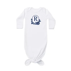 Floral Monogram Baby Knotted Gown