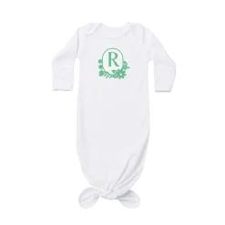 Floral Monogram Baby Knotted Gown