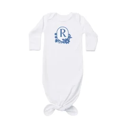 Floral Monogram Baby Knotted Gown