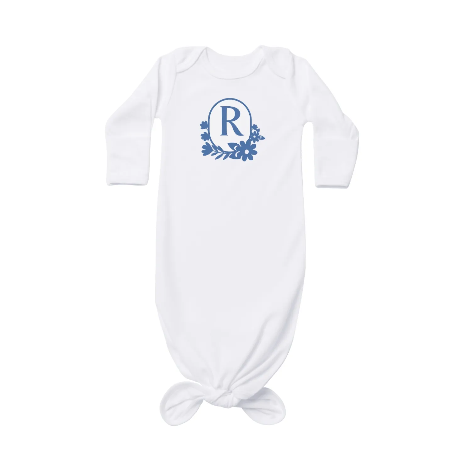 Floral Monogram Baby Knotted Gown