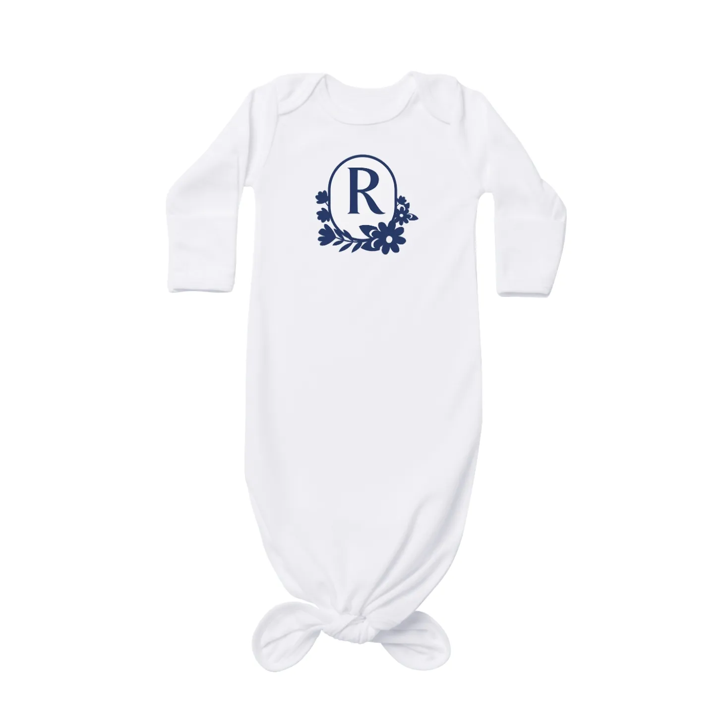Floral Monogram Baby Knotted Gown
