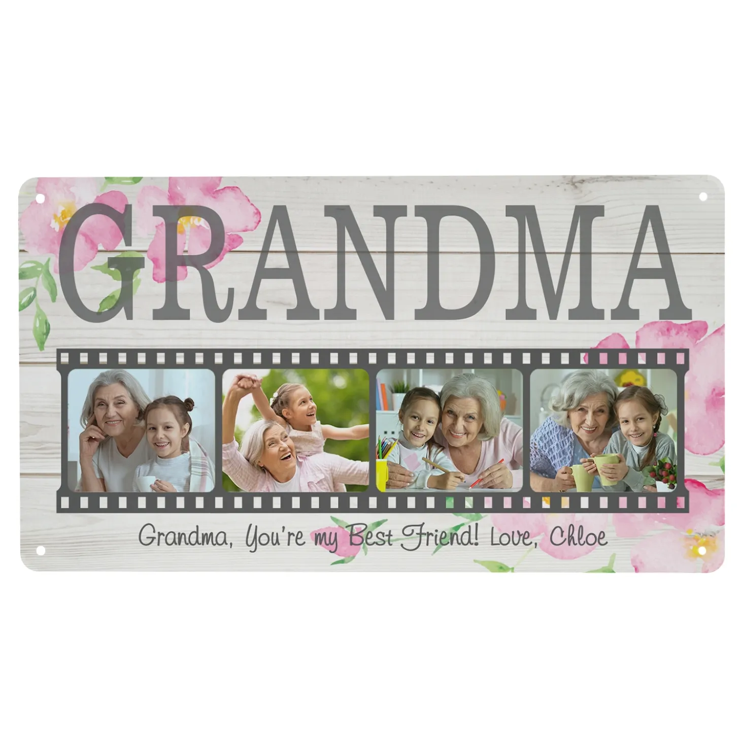 Floral Photo Memory Reel Metal Sign