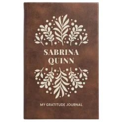 Floral Reflections Leather Gratitude Journal