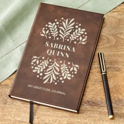 Floral Reflections Leather Gratitude Journal