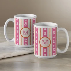 Floral Stripe Initial Mug
