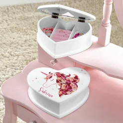 Floral Unicorn Heart Shaped Jewelry Box