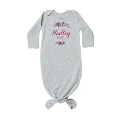 Floral Wreath Baby Name Knotted Gown