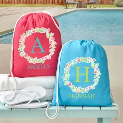 Floral Wreath Drawstring Bag