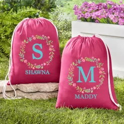 Floral Wreath Drawstring Bag