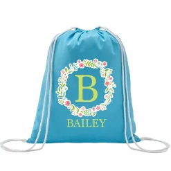 Floral Wreath Drawstring Bag