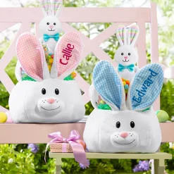 Fluffy Bunny Plush Easter Basket