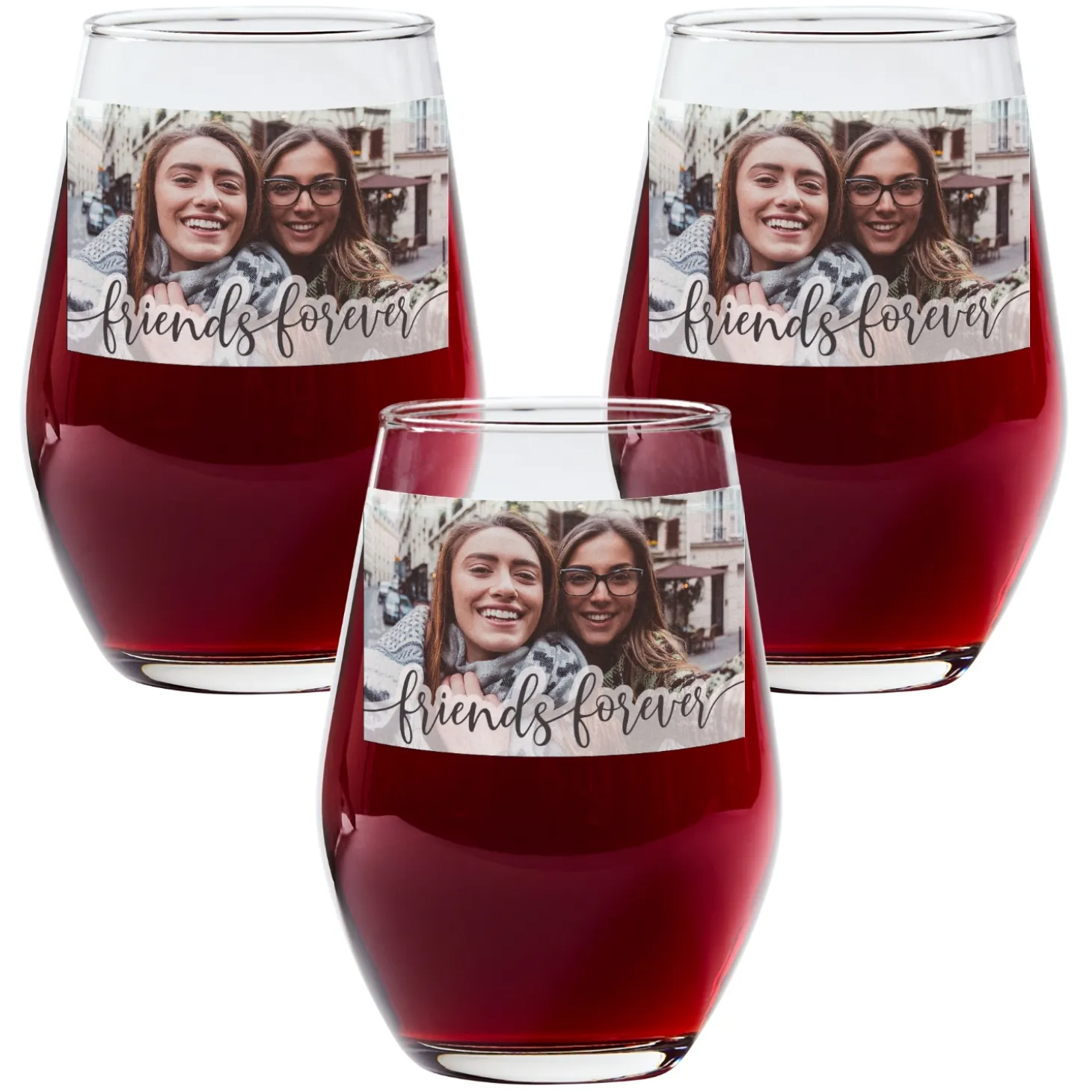 Forever Friends Photo Wine Glasses