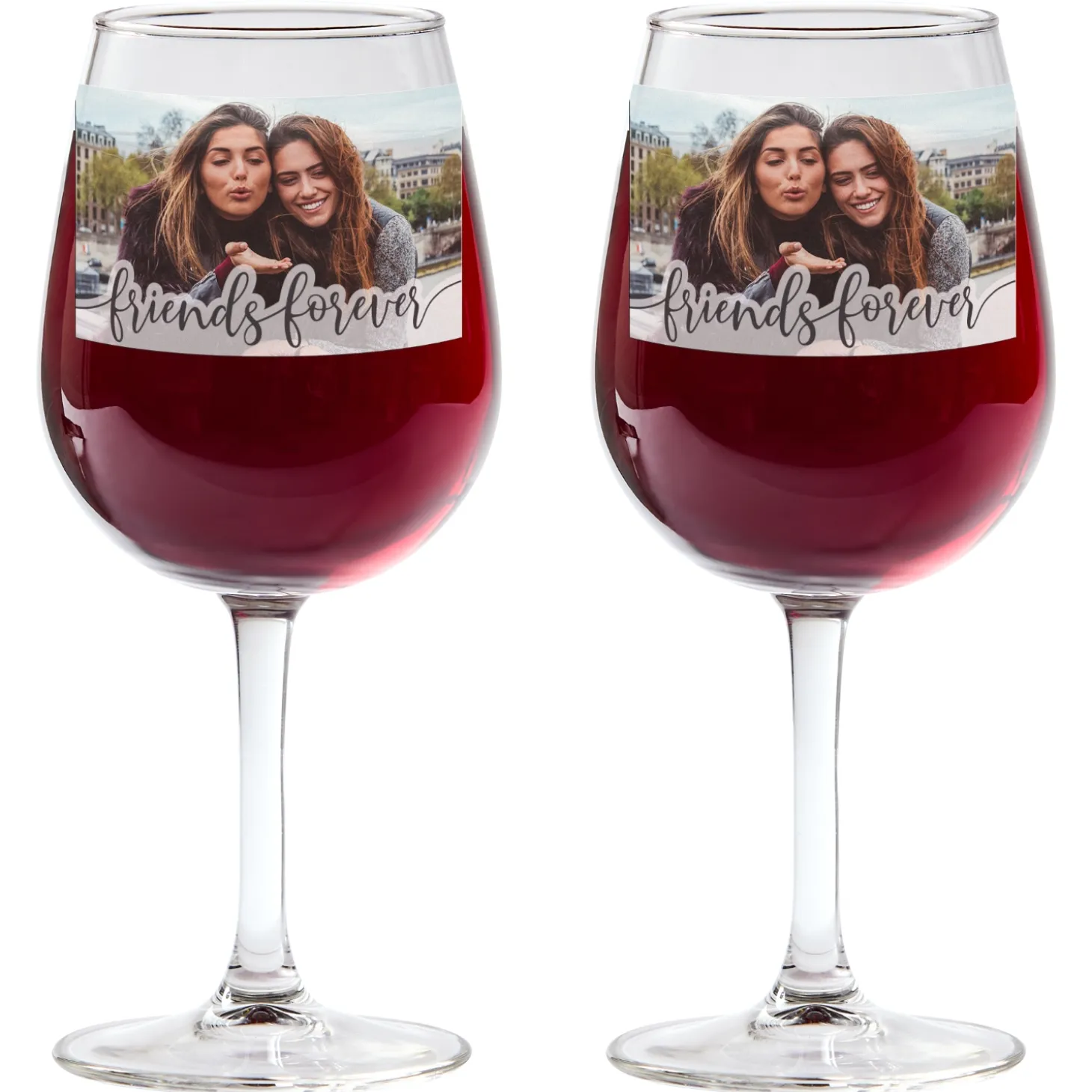 Forever Friends Photo Wine Glasses