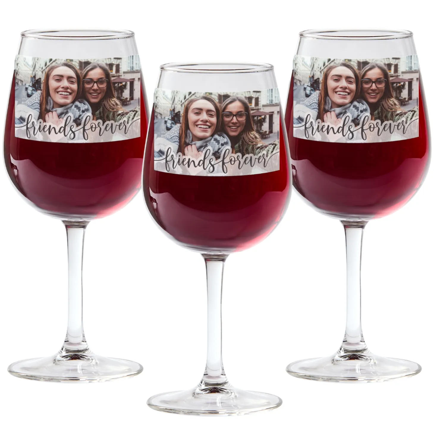 Forever Friends Photo Wine Glasses