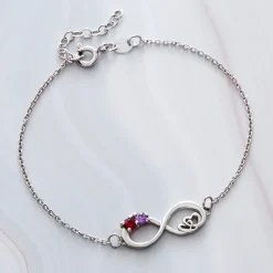 Forever Loved Double Heart Birthstone Bracelet