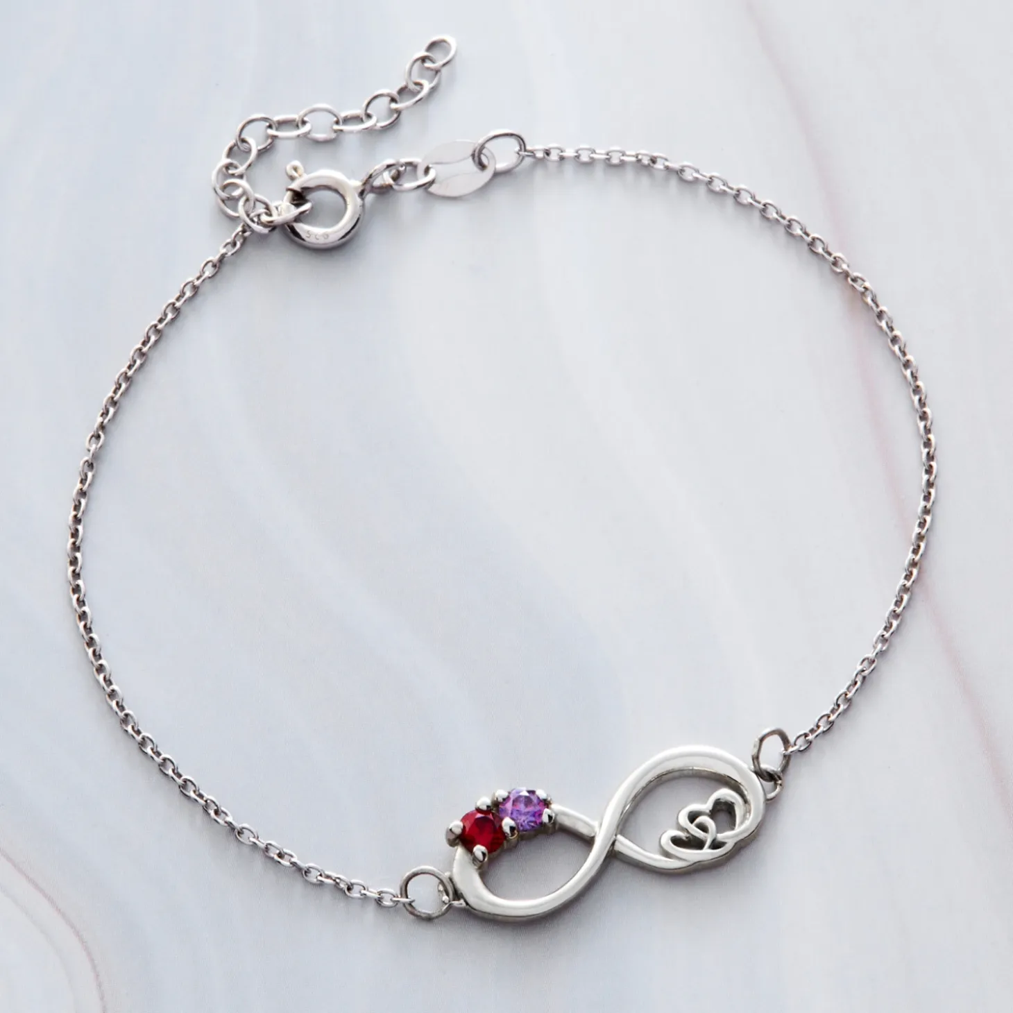 Forever Loved Double Heart Birthstone Bracelet