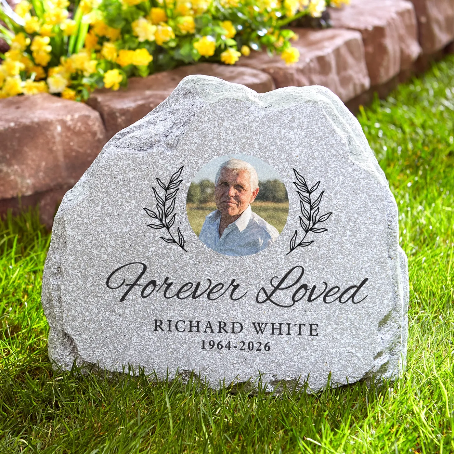 Forever Loved Photo Standing Garden Stone