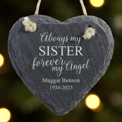 Forever My Angel Slate Heart Ornament