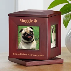 Forever Remembered Memorial Rotating Photo Pet Urn
