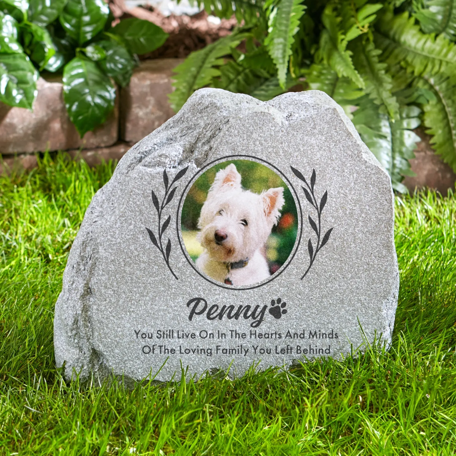 Forever Remembered Pet Memorial Photo Standing Garden Stone