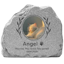 Forever Remembered Pet Memorial Photo Standing Garden Stone