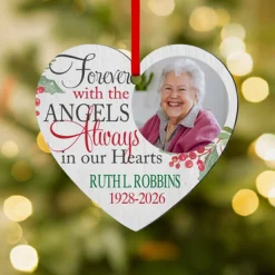 Forever with the Angels Photo Heart Ornament