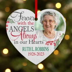 Forever with the Angels Photo Heart Ornament