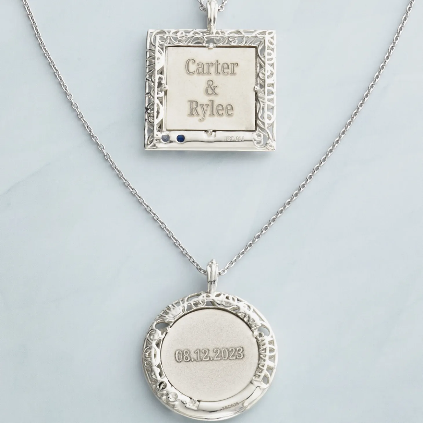 Framed Memories Engraved Filigree Birthstone Photo Pendant